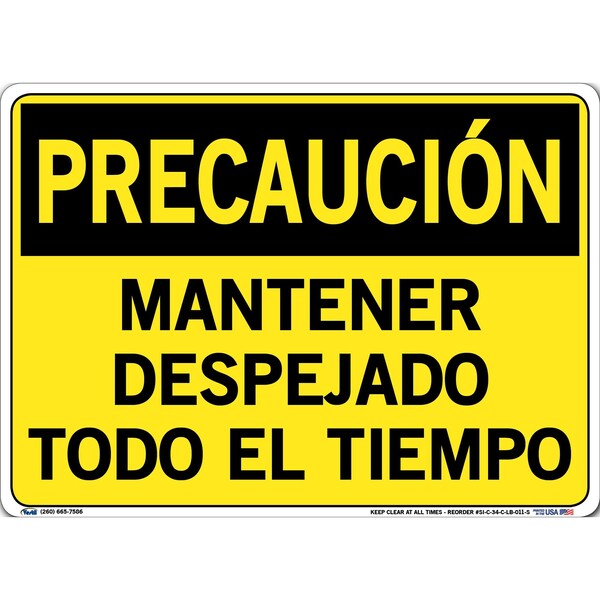 Vinyl Label Sign, 10-1/2" Height, 14-1/2" Width, Vinyl Label, Rectangle, Spanish